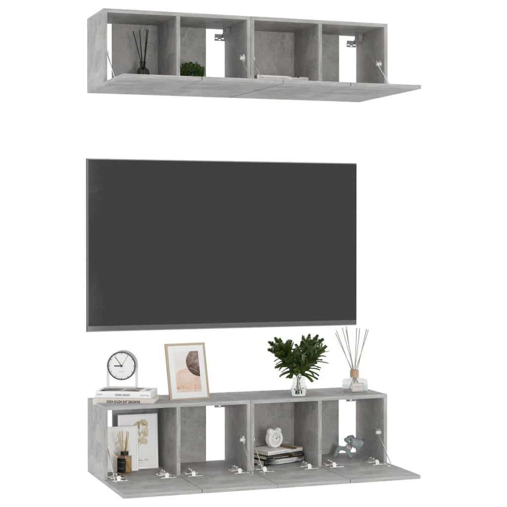 TV staliukas Televizoriaus spintelės, 4vnt., betono, 60x30x30cm, mediena