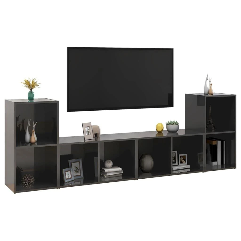 TV staliukas Televizoriaus spintelės, 4vnt., pilkos, 72x35x36,5cm, mediena
