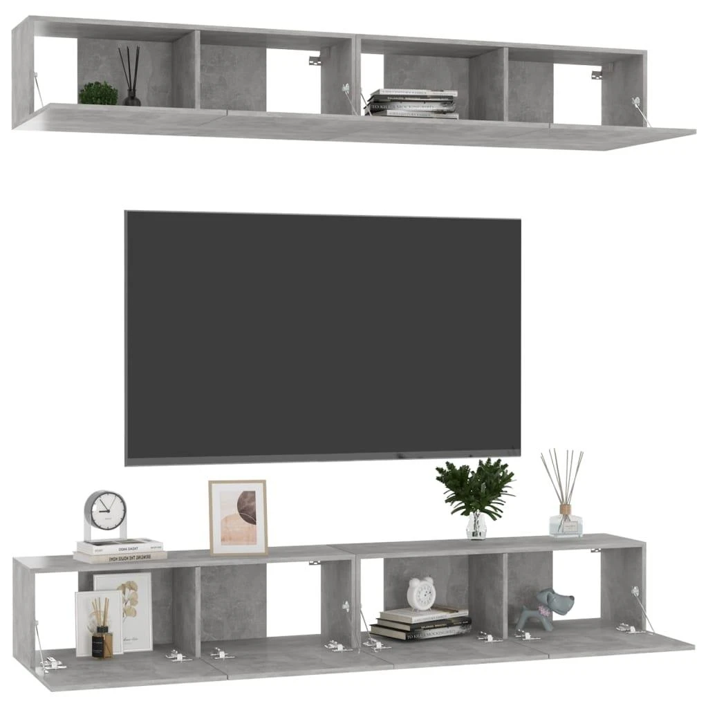 TV staliukas Televizoriaus spintelės, 4vnt., betono, 100x30x30cm, mediena