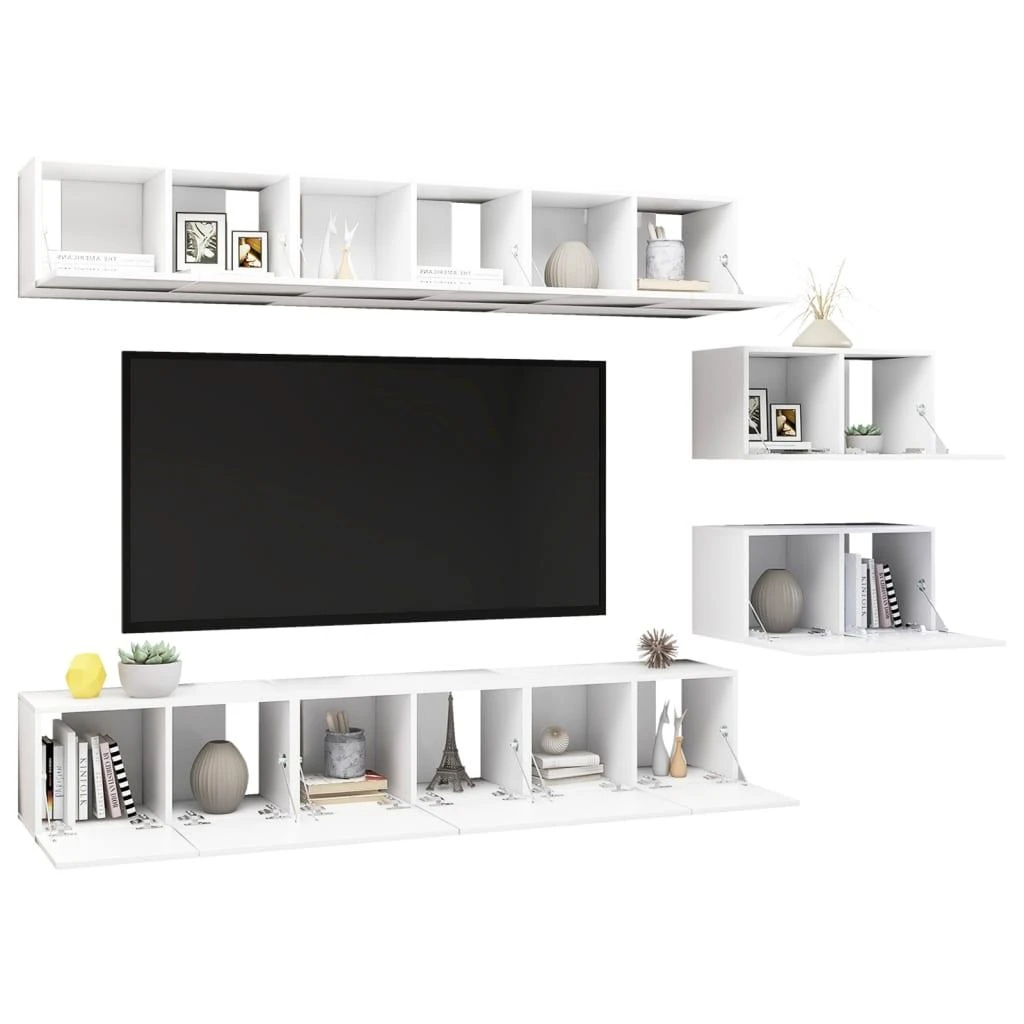 TV staliukas Televizoriaus spintelės, 8vnt., baltos, apdirbta mediena