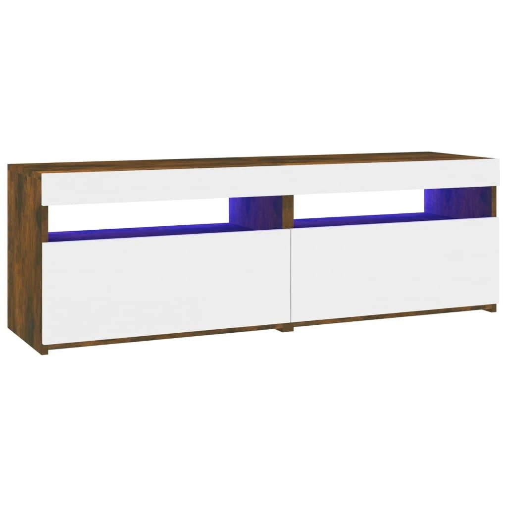 TV staliukas TV spintelės su LED, 2vnt., dūminio ąžuolo, 60x35x40cm