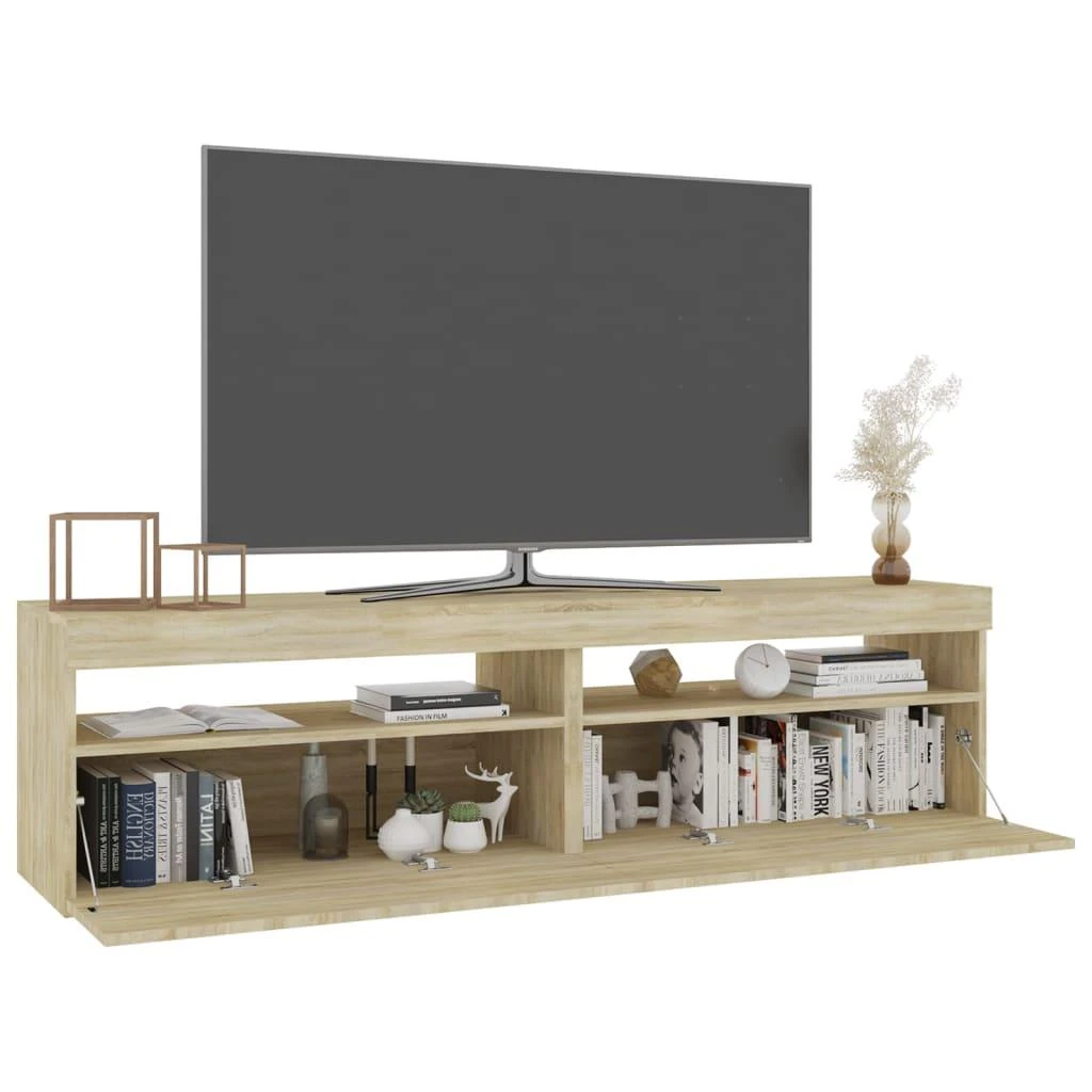 TV staliukas Televizoriaus spintelės su LED, 2vnt., ąžuolo, 75x35x40cm