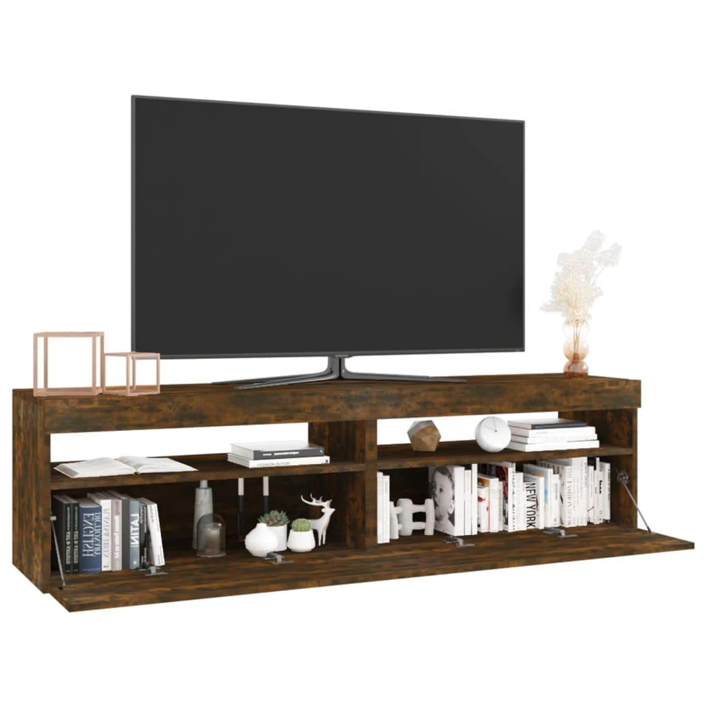 TV staliukas Televizoriaus spintelės su LED, 2vnt., ąžuolo, 75x35x40cm