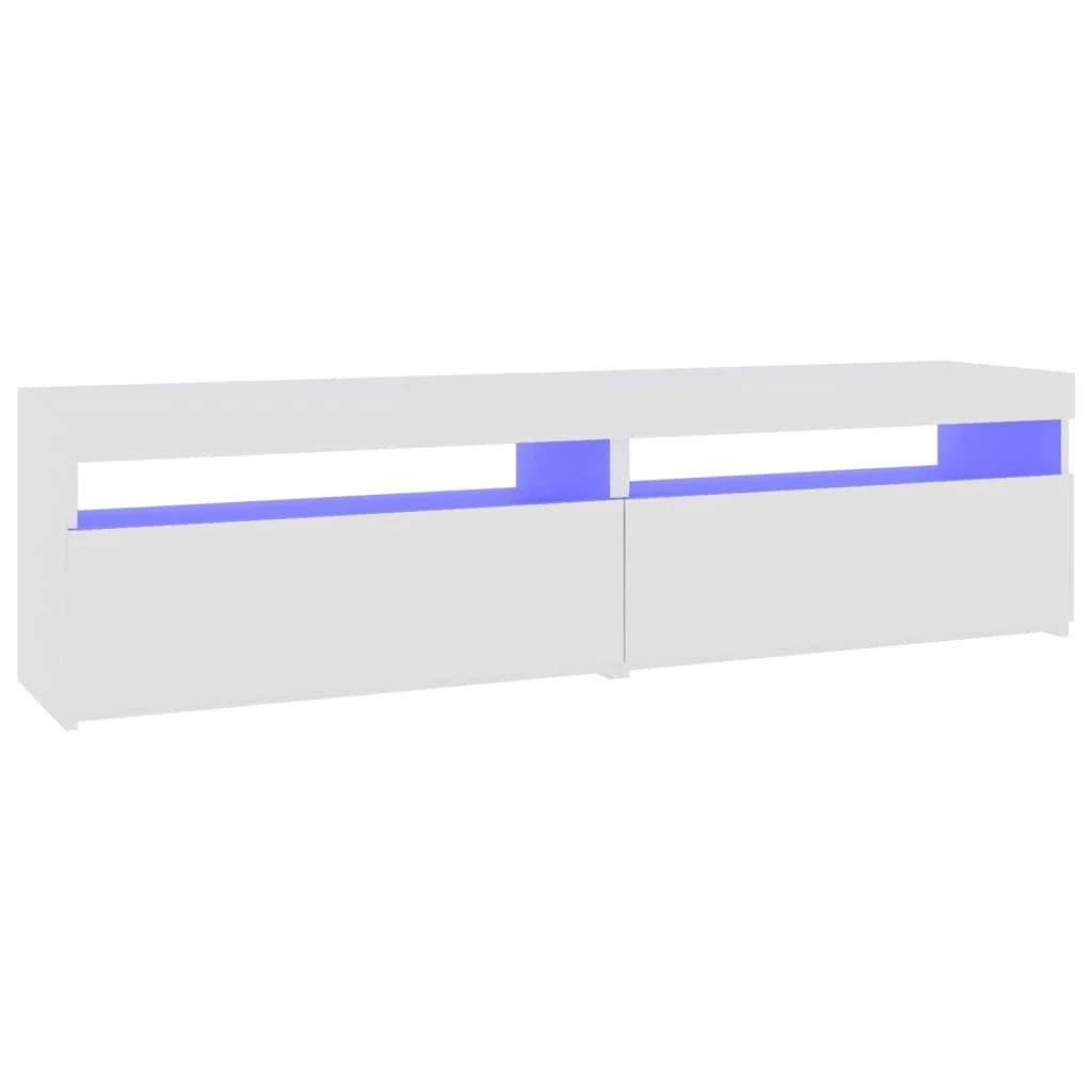 TV staliukas Televizoriaus spintelės su LED, 2vnt., baltos, 75x35x40cm