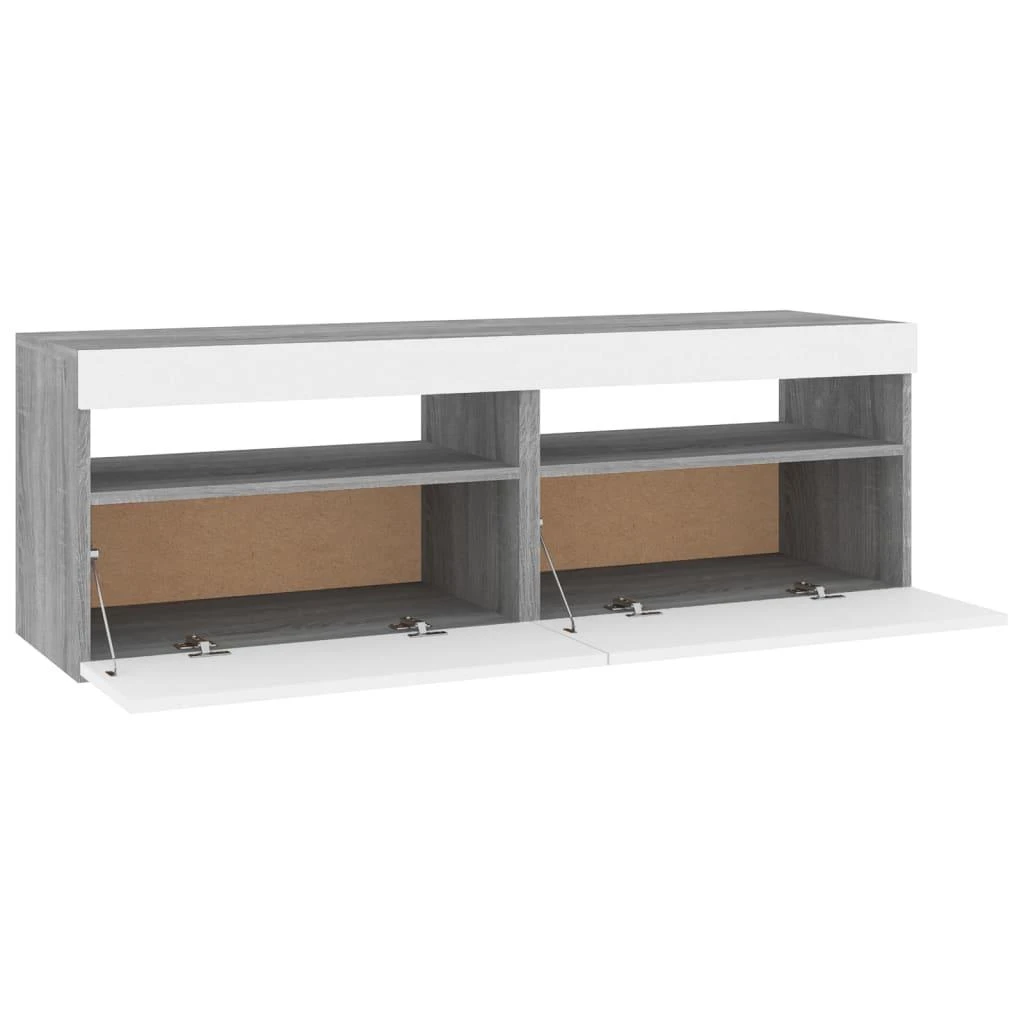 TV staliukas TV spintelės su LED, 2vnt., pilkos ąžuolo, 60x35x40cm