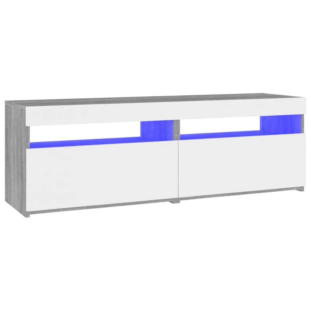 TV staliukas TV spintelės su LED, 2vnt., pilkos ąžuolo, 60x35x40cm
