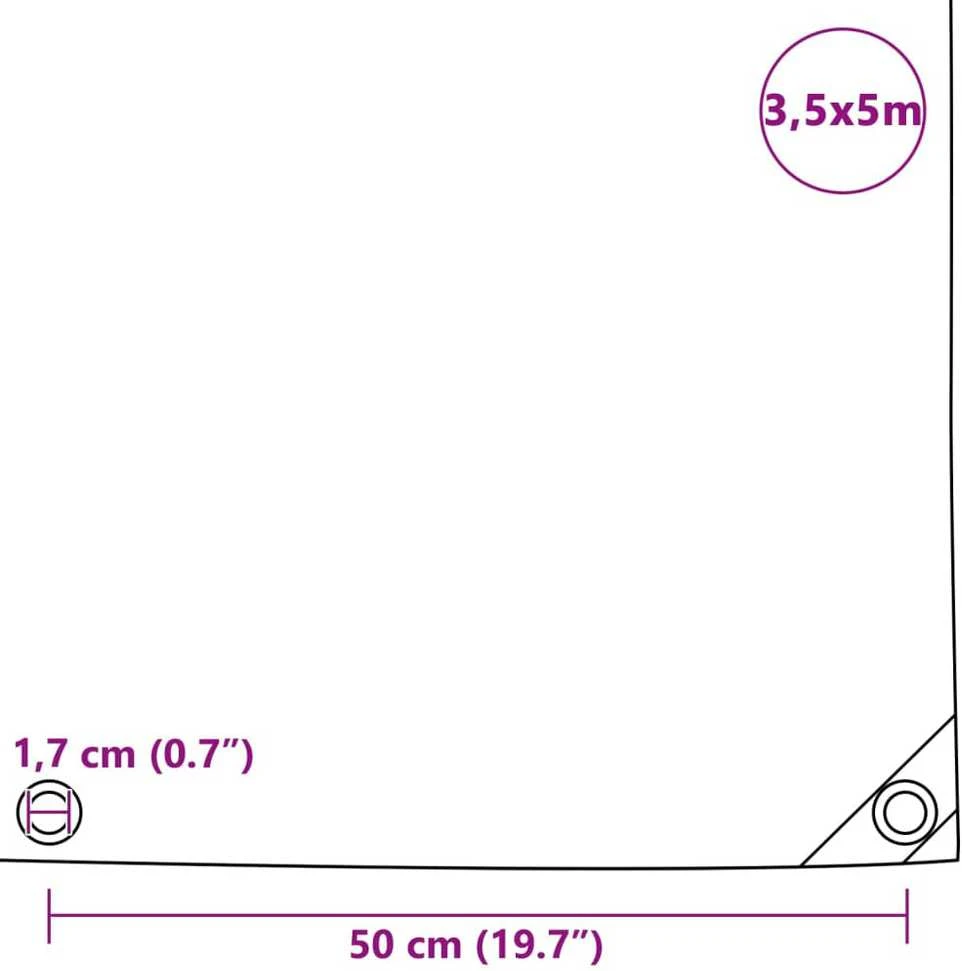 Tentas, baltas, 650 g/m², 3,5x5 m
