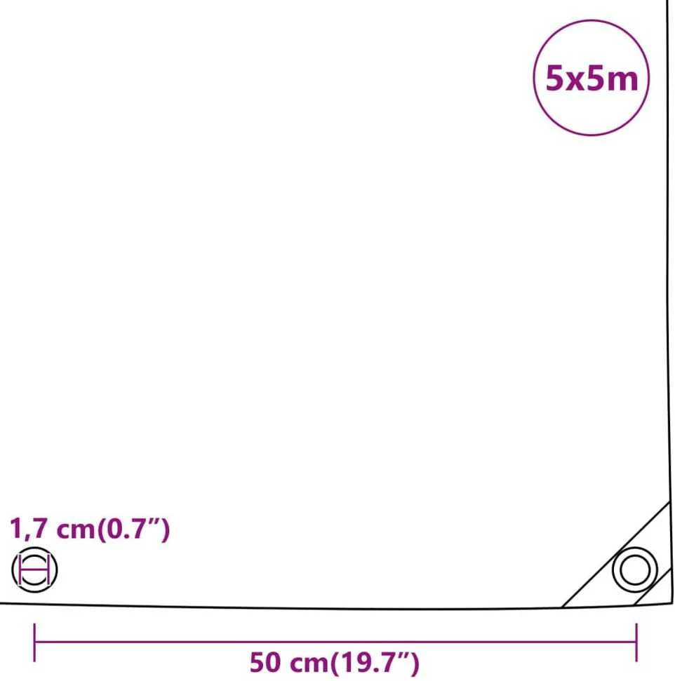Tentas, baltos spalvos, 5x5m, 650g/m²