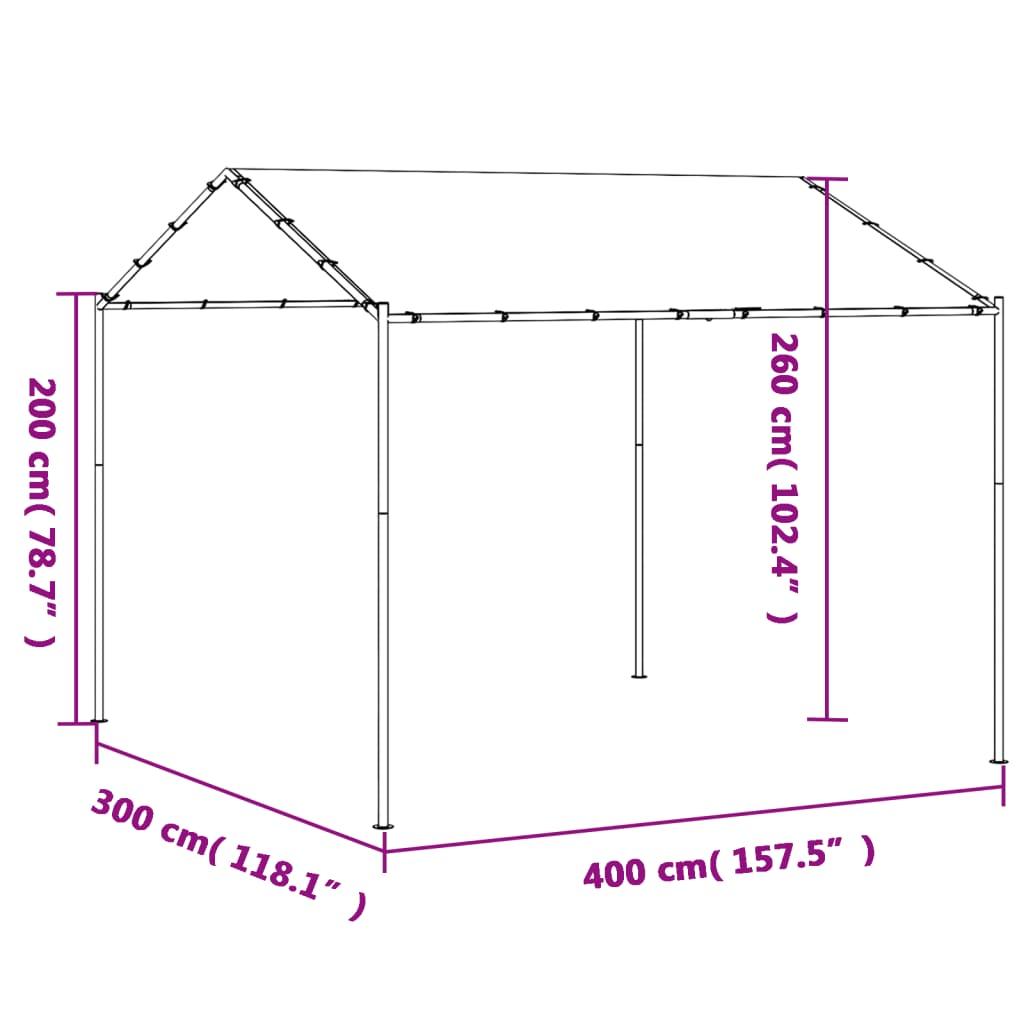 Tentinė palapinė, antracito spalvos, 4x4m, plienas ir audinys