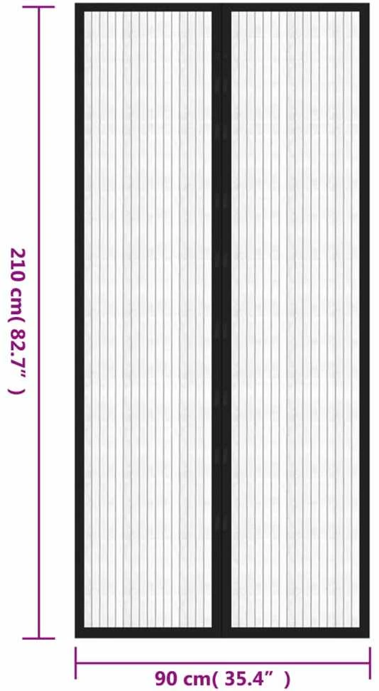 Tinkleliai nuo vabzdžių durims, 2vnt., juodi, 210x90cm