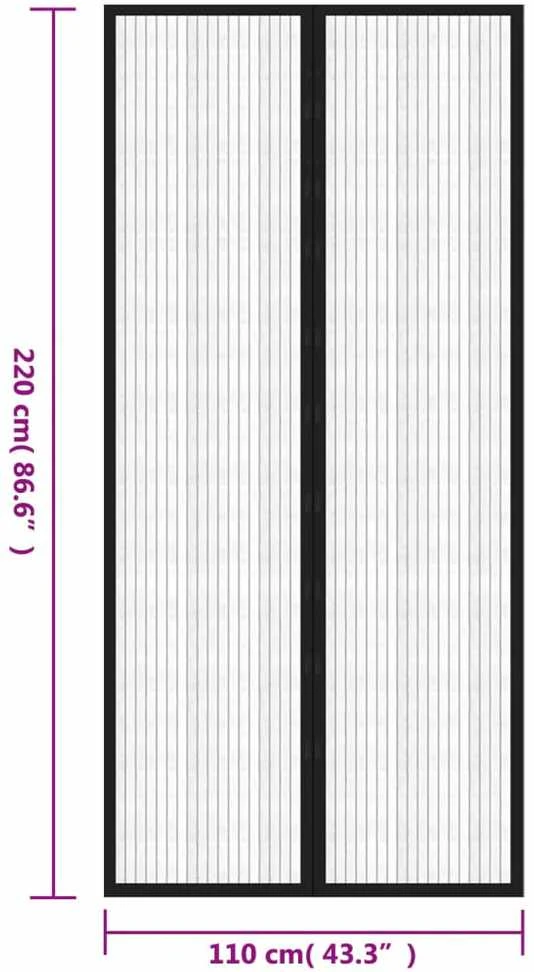 Tinkleliai nuo vabzdžių durims, 2vnt., juodi, 220x110cm