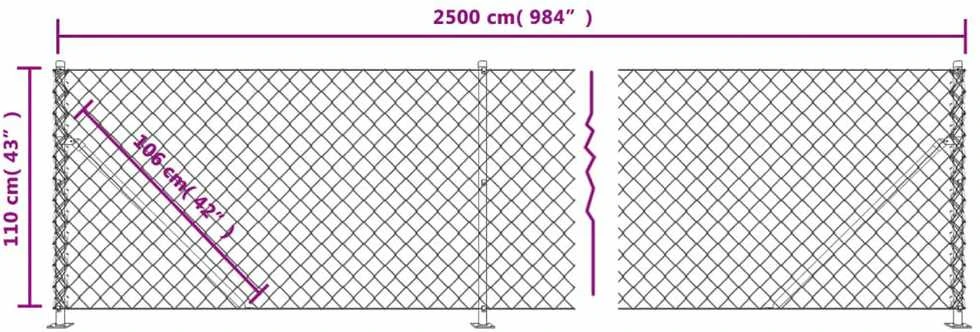 Tinklinė tvora su flanšais, žalios spalvos, 1,1x25m