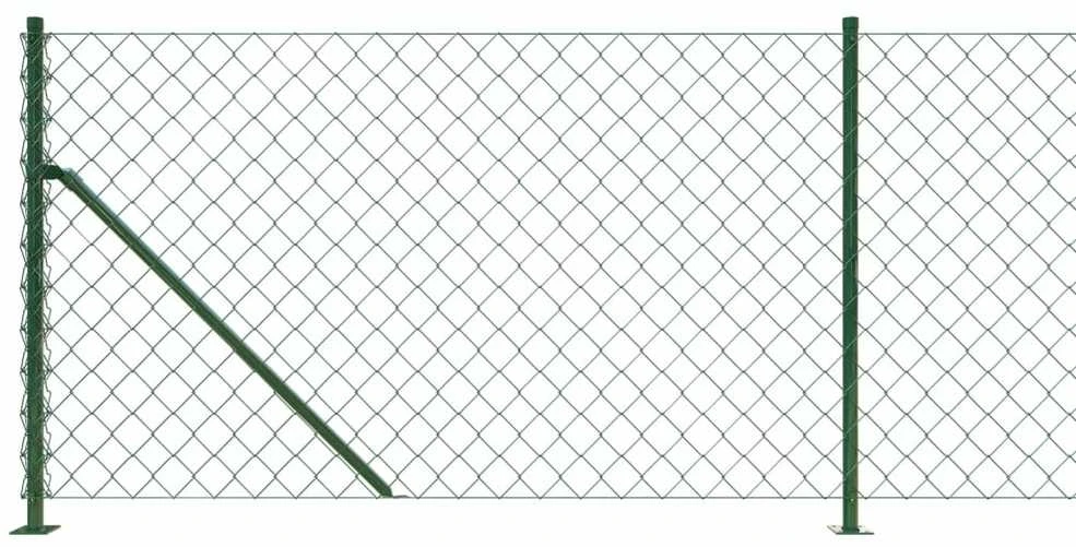 Tinklinė tvora su flanšais, žalios spalvos, 1,1x25m
