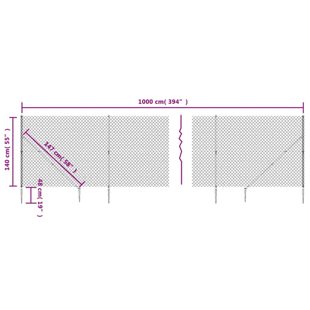 Tinklinė tvora su smaigais, žalios spalvos, 1,4x10m
