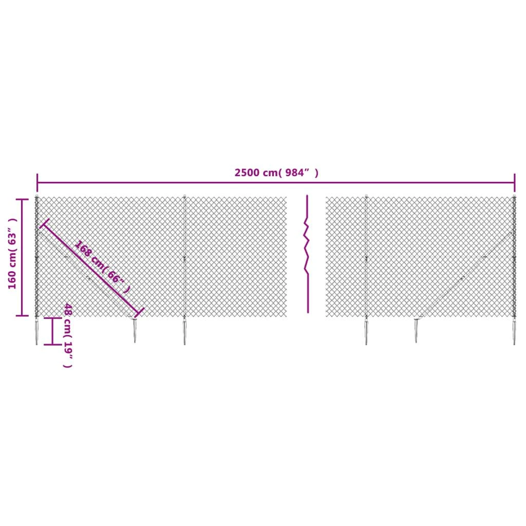 Tinklinė tvora su smaigais, žalios spalvos, 1,6x25m