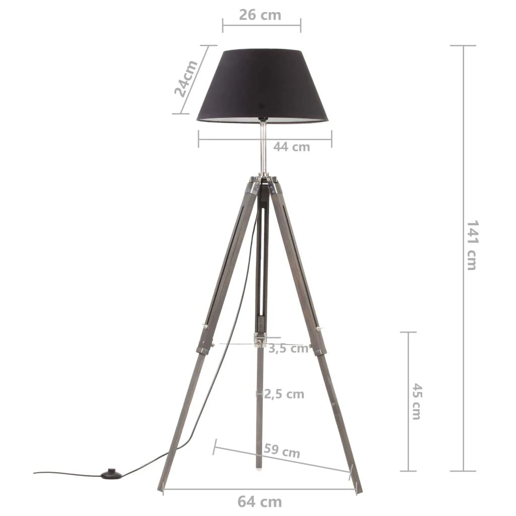 Pakabinamas šviestuvas Trikojis šviestuvas, juodas ir aukso, 141cm, tikmedžio masyvas