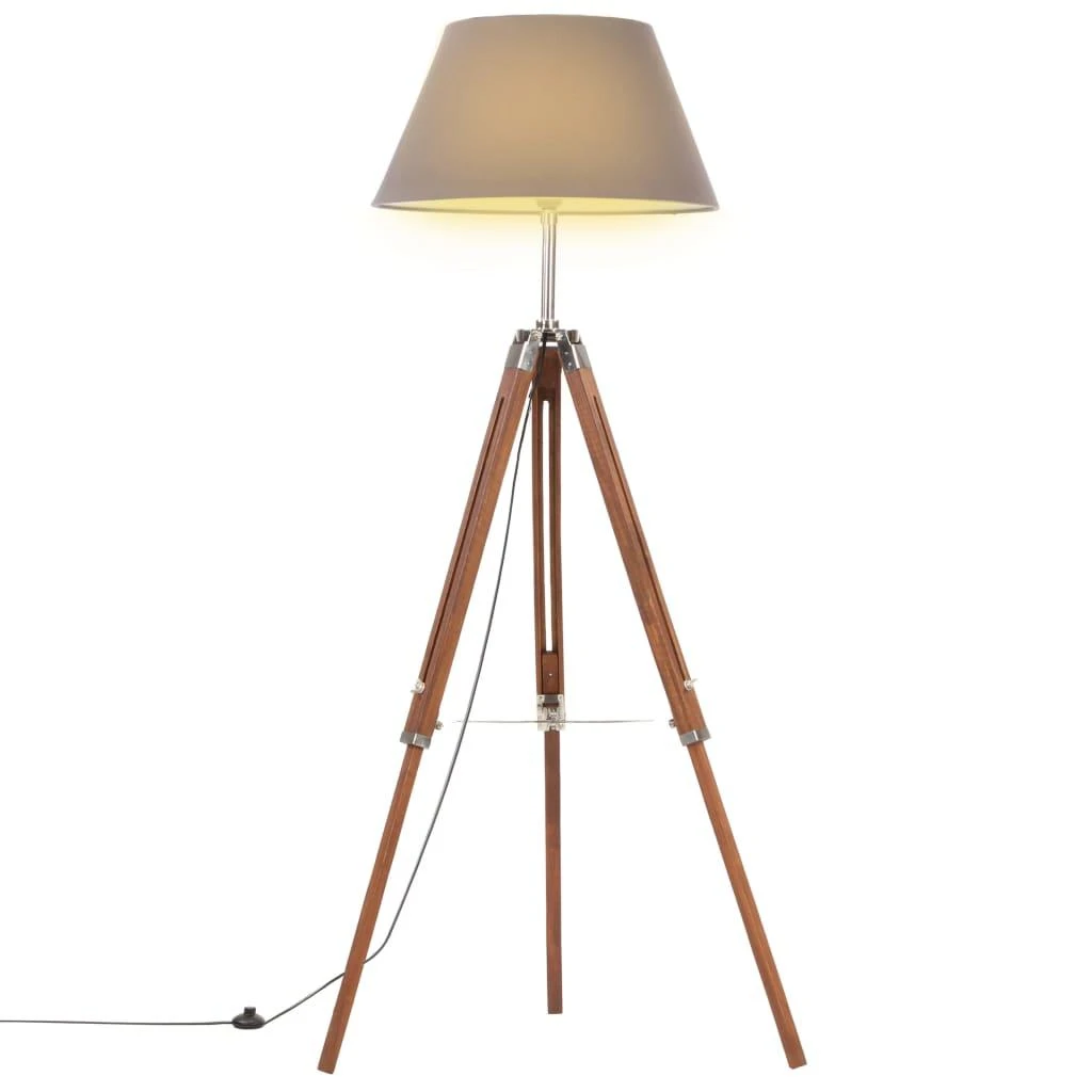 Pakabinamas šviestuvas Trikojis šviestuvas, rudas ir pilkas, 141cm, tikmedžio masyvas