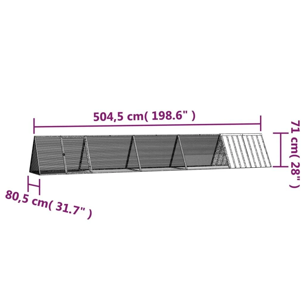 Triušių narvas, antracito, 504,5x80,5x71cm, plienas