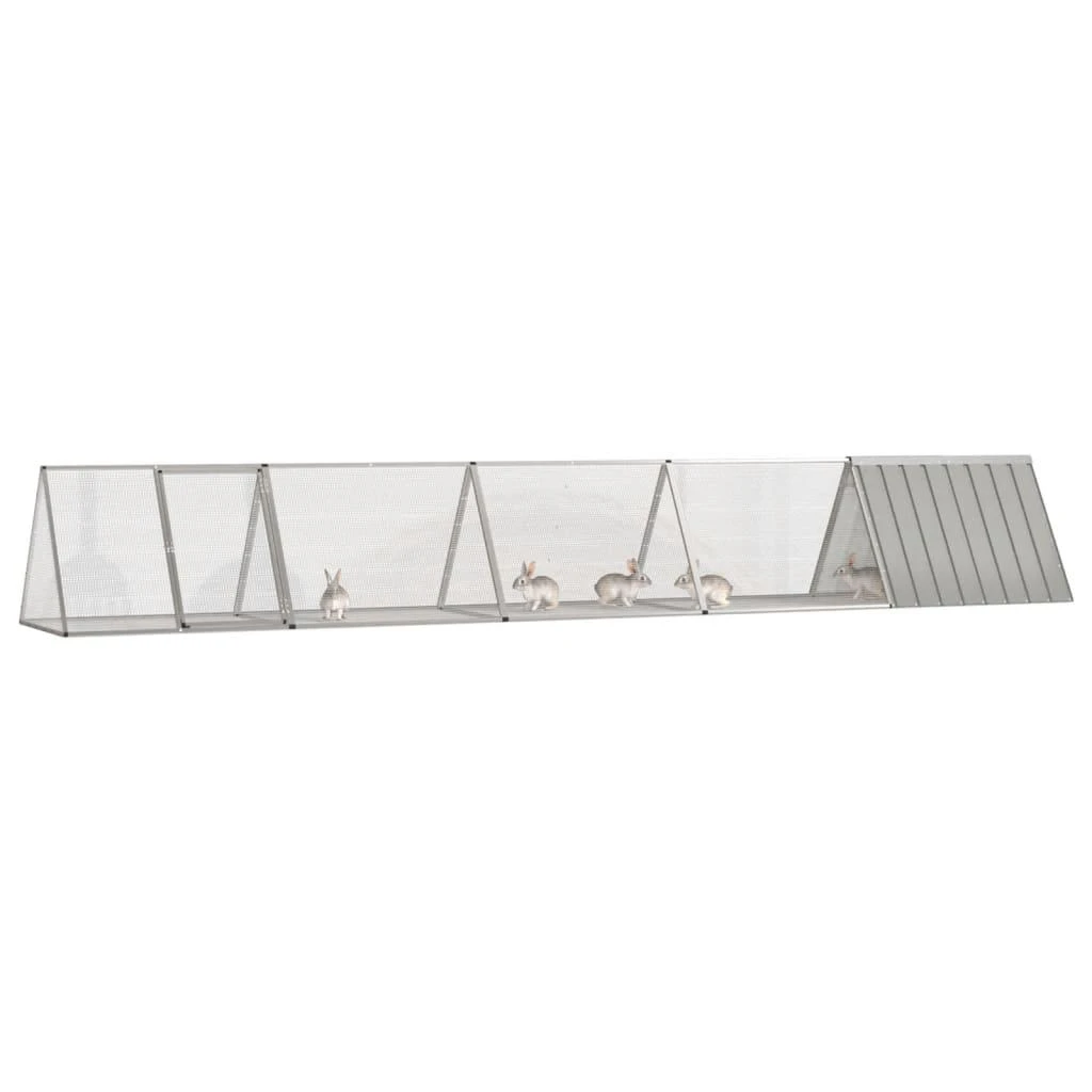 Triušių narvas, pilkas, 504,5x80,5x71cm, galvanizuotas plienas