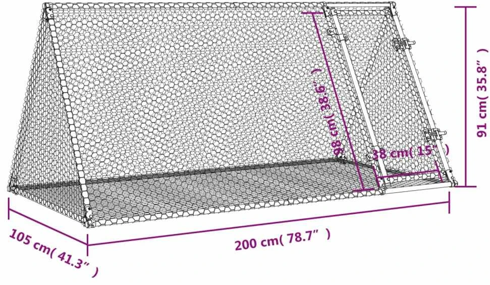 Narvelis triušiams, sidabrinis, 200x105x91cm, plienas