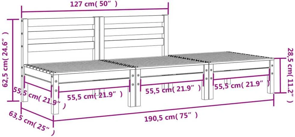 Trivietė sodo sofa, baltos spalvos, pušies medienos masyvas