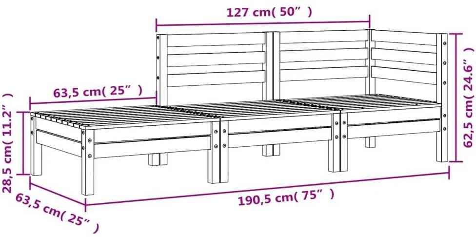 Trivietė sodo sofa, impregnuota pušies mediena