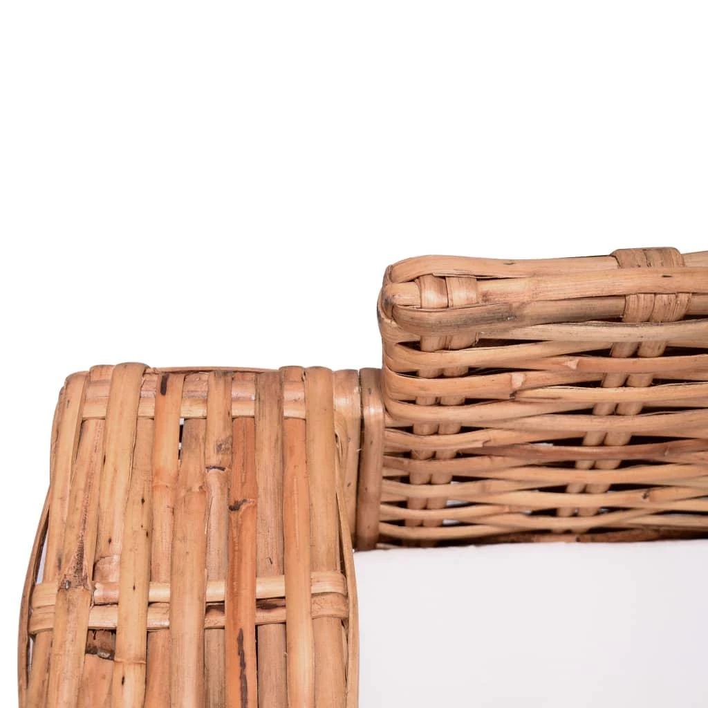 Trivietė sodo sofa, natūralus ratanas