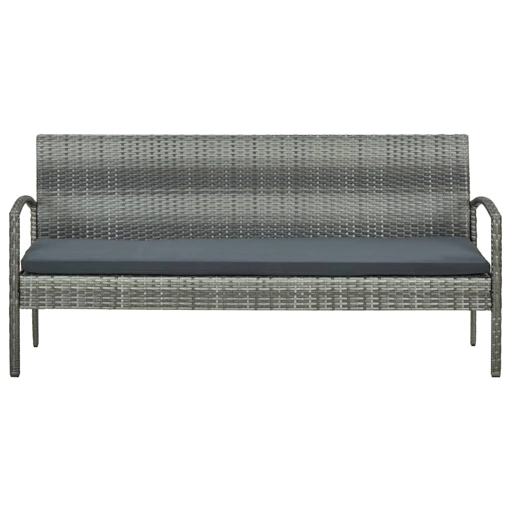 Trivietė sodo sofa su pagalvėle, pilkos spalvos, poliratanas