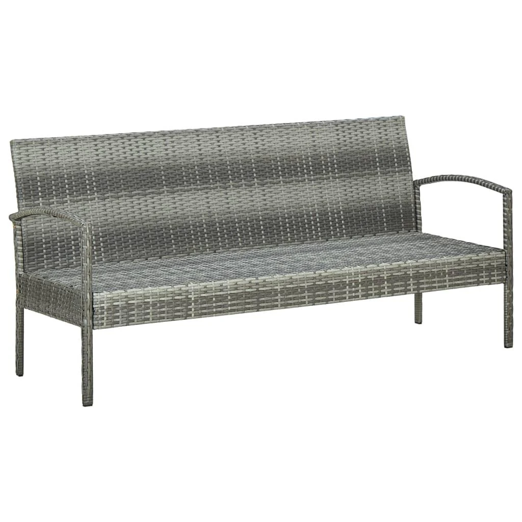 Trivietė sodo sofa su pagalvėle, pilkos spalvos, poliratanas