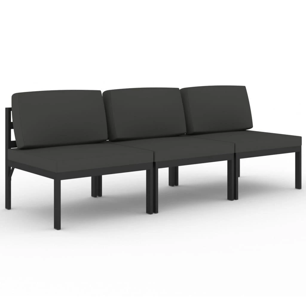 Lauko baldų komplektas Trivietė sodo sofa su pagalvėlėmis, antracito, aliuminis