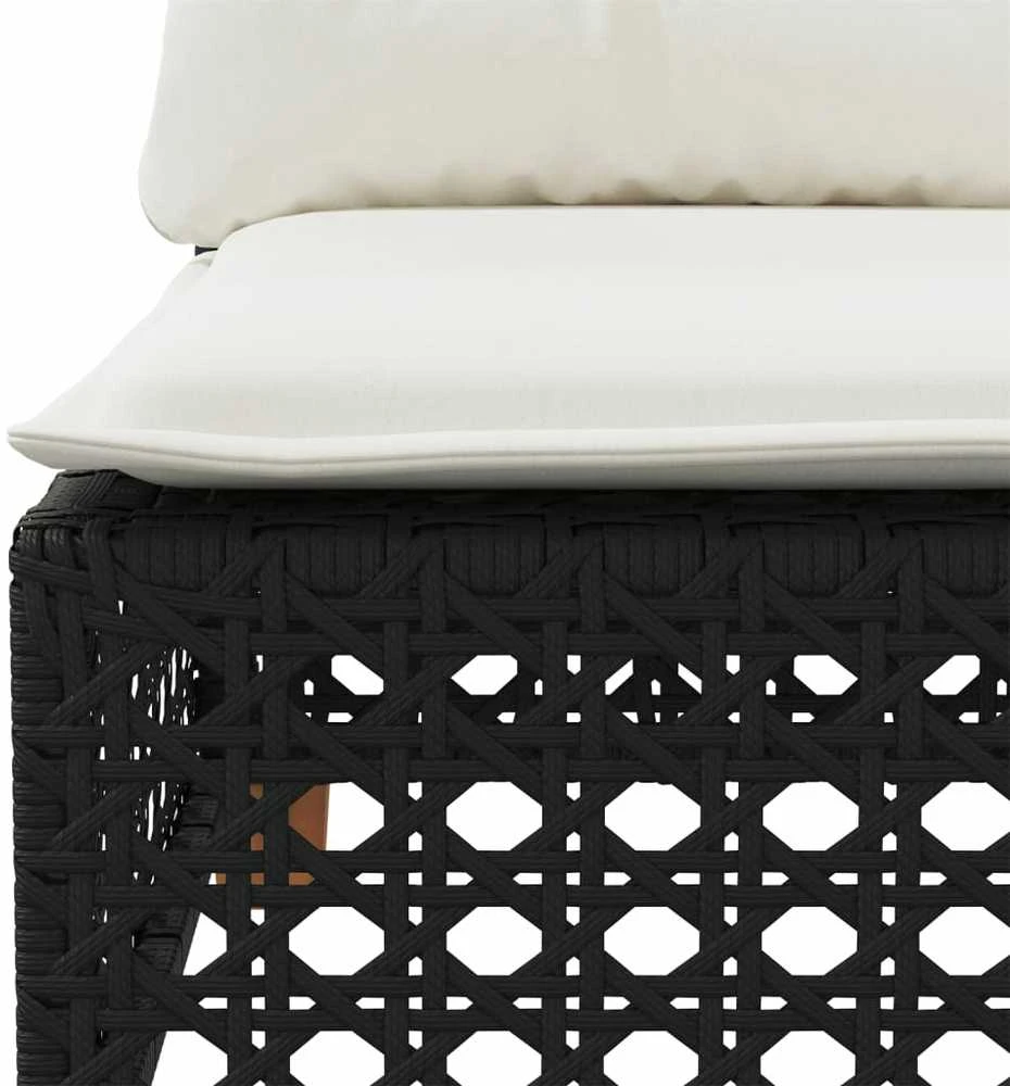 Trivietė sodo sofa su pagalvėlėmis, juodos spalvos, poliratanas