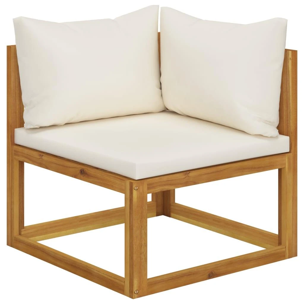 Trivietė sodo sofa su pagalvėlėmis, kreminė, akacijos masyvas