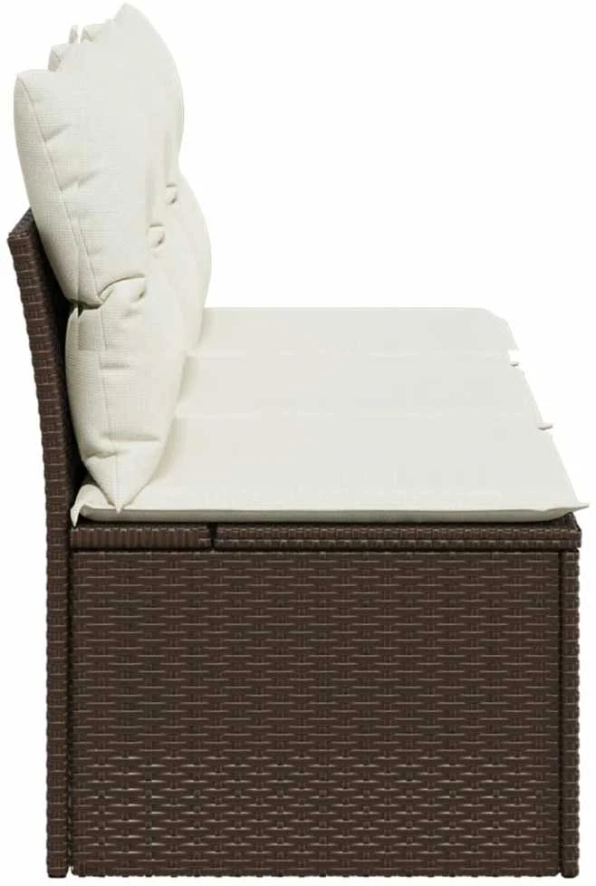 Trivietė sodo sofa su pagalvėlėmis, ruda, poliratanas