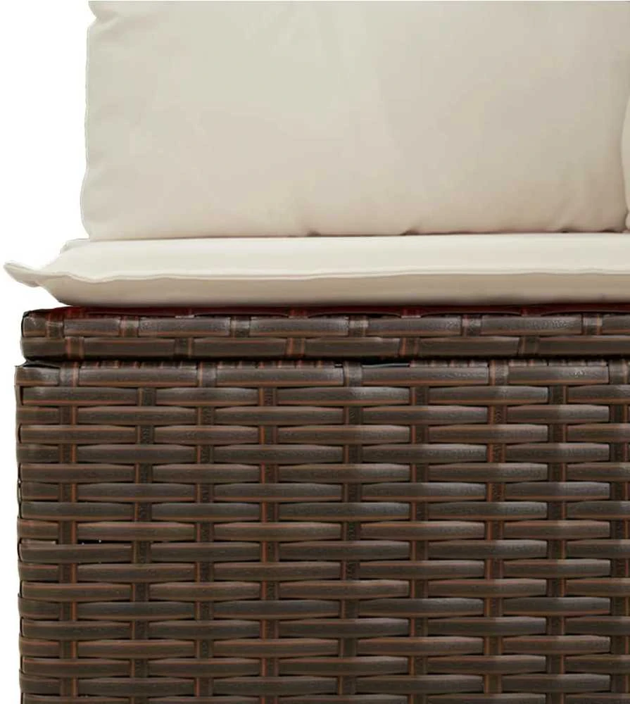 Trivietė sodo sofa su pagalvėlėmis, ruda, poliratanas