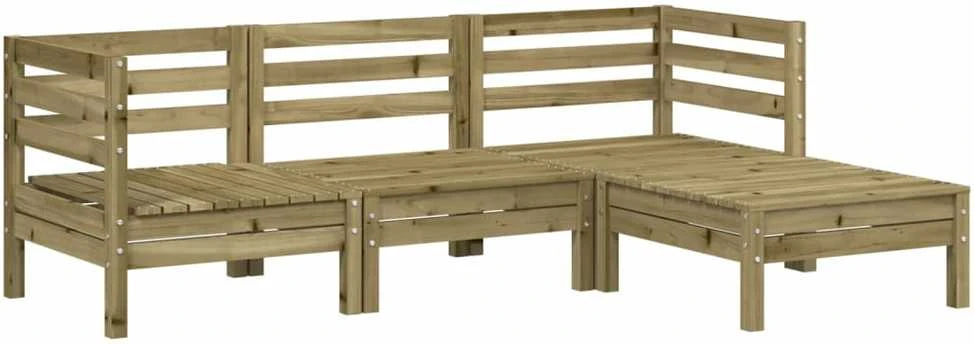 Trivietė sodo sofa su pakoja, impregnuota pušies mediena