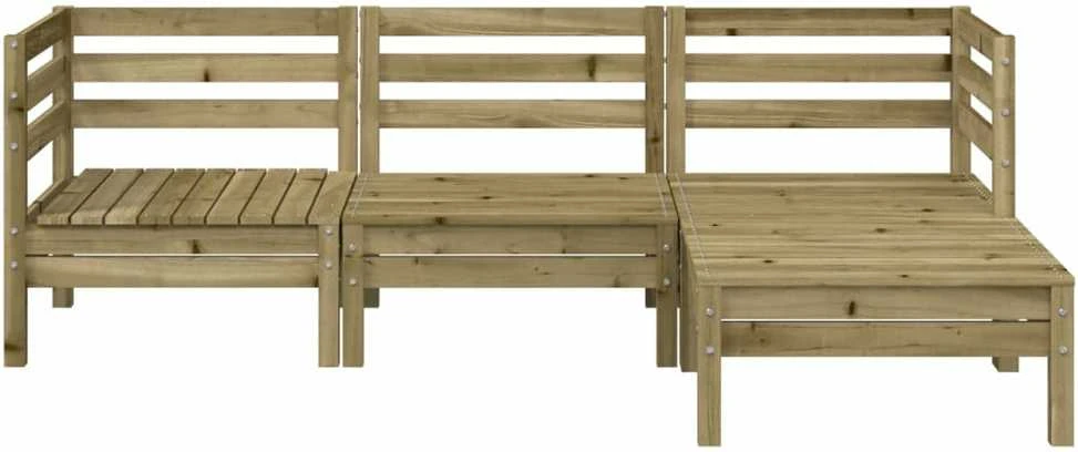 Trivietė sodo sofa su pakoja, impregnuota pušies mediena