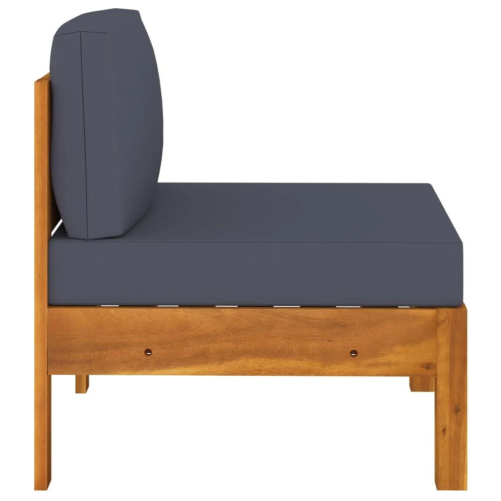 Trivietė sodo sofa su tamsiai pilkomis pagalvėmis, akacija