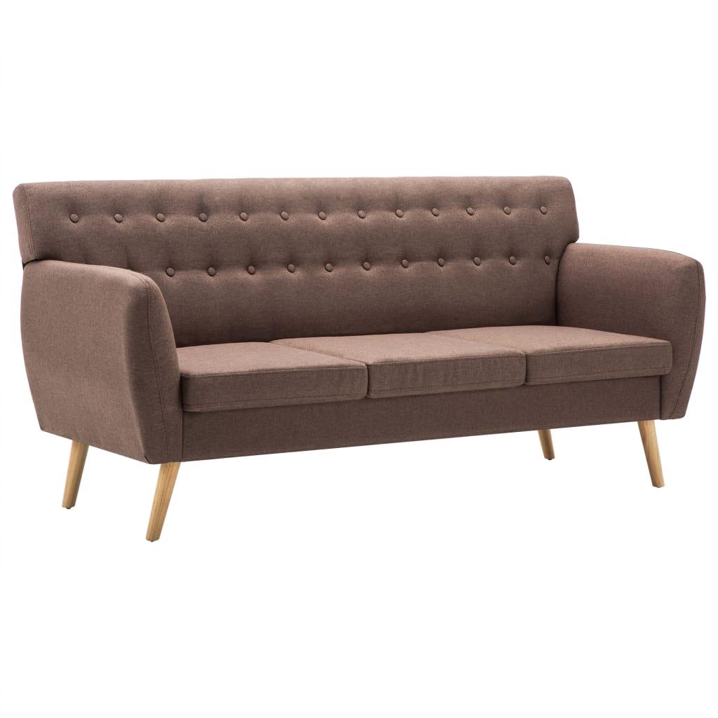 Trivietė sofa, audinio apmušalas, 172x70x82cm, ruda
