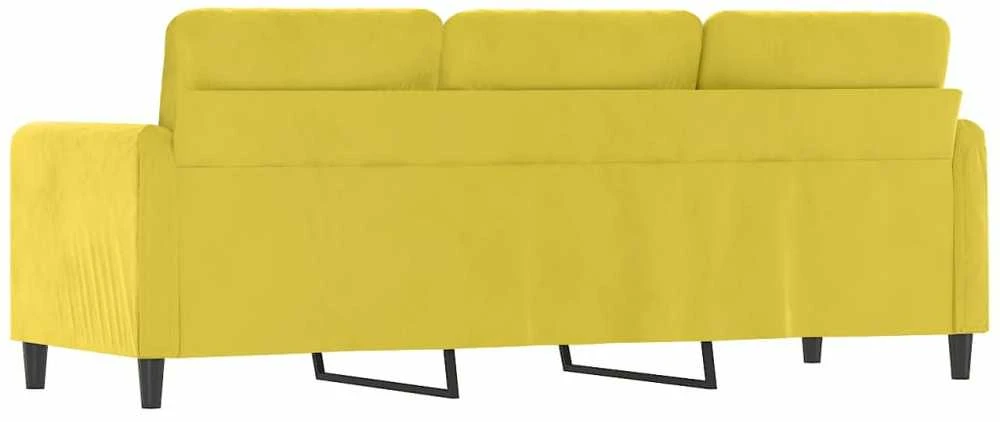 Trivietė sofa, geltonos spalvos, 180cm, aksomas