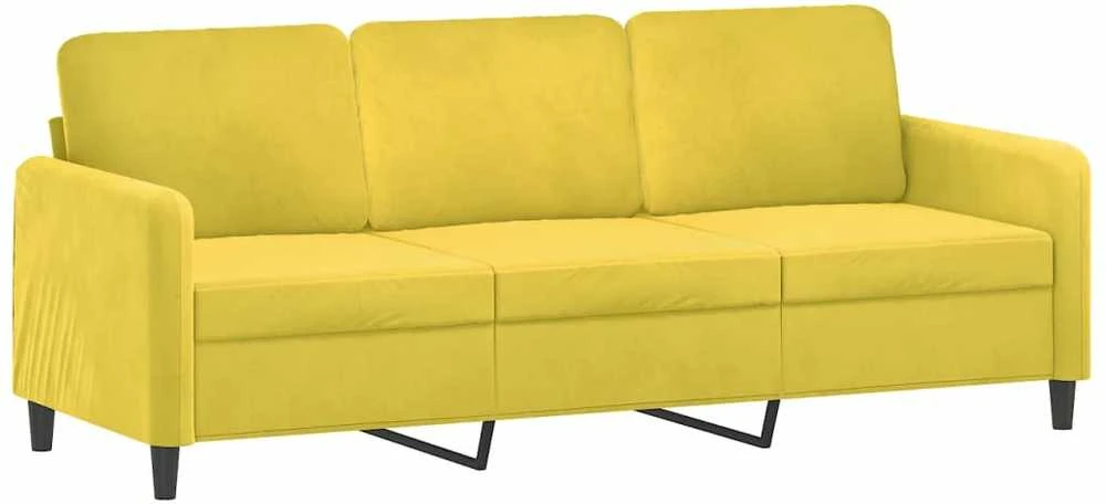 Trivietė sofa, geltonos spalvos, 180cm, aksomas