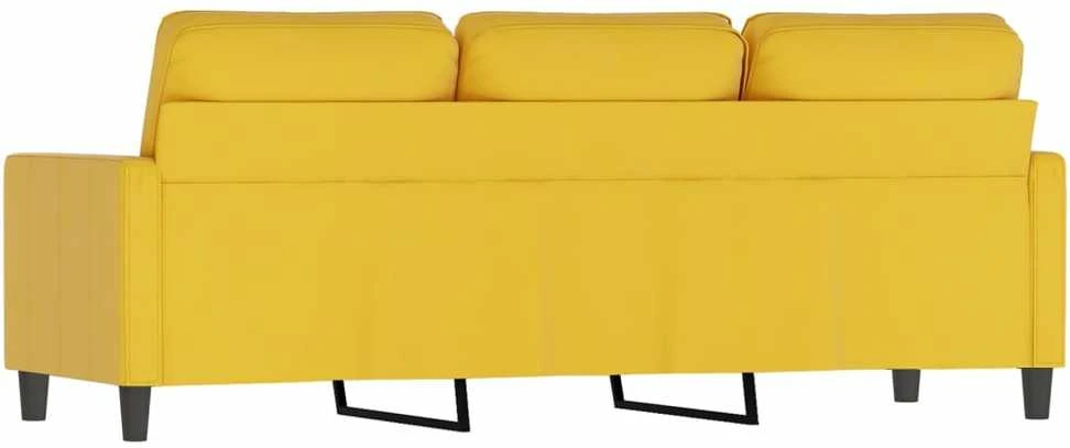 Trivietė sofa, geltonos spalvos, 180cm, aksomas