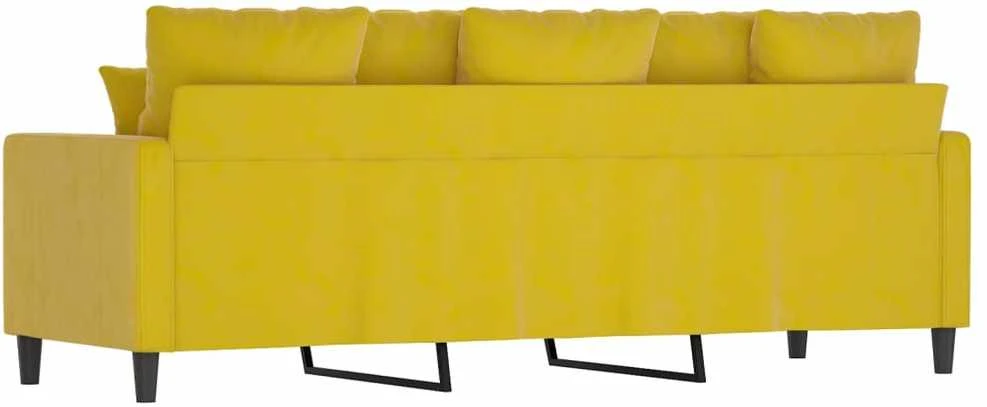 Trivietė sofa, geltonos spalvos, 180cm, aksomas