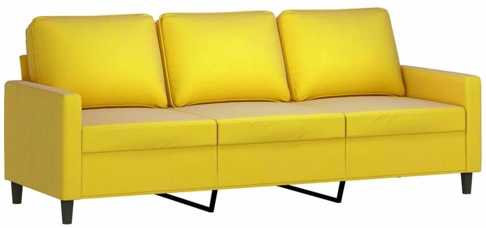 Trivietė sofa, geltonos spalvos, 180cm, aksomas