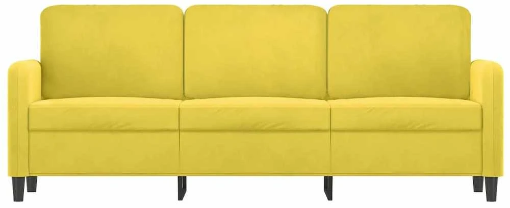Trivietė sofa, geltonos spalvos, 180cm, aksomas