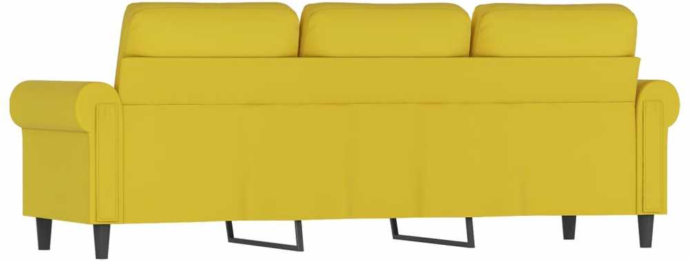 Trivietė sofa, geltonos spalvos, 180cm, aksomas