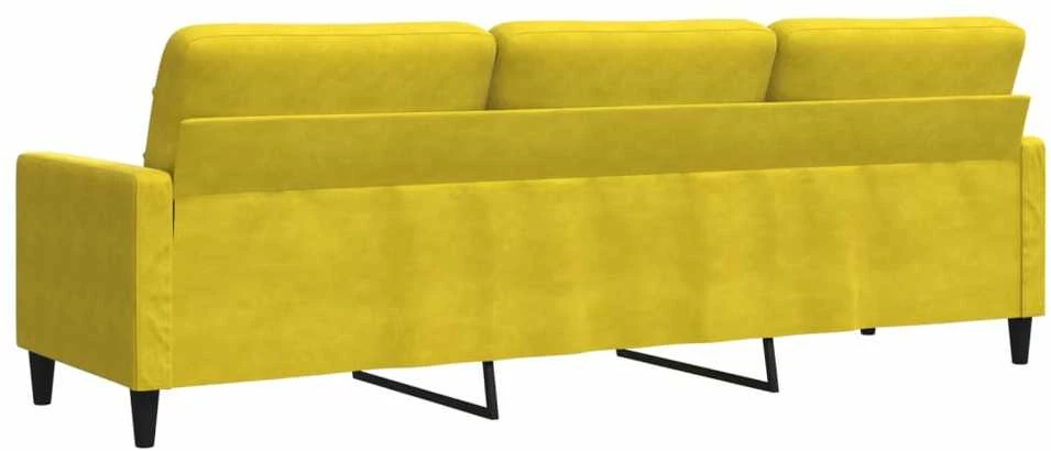 Trivietė sofa, geltonos spalvos, 210cm, aksomas