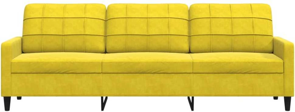 Trivietė sofa, geltonos spalvos, 210cm, aksomas