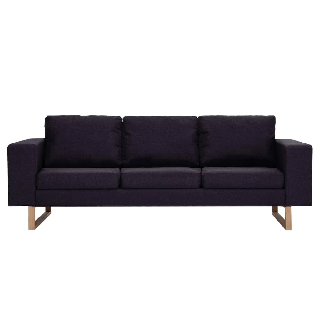 Trivietė sofa, juoda, audinys