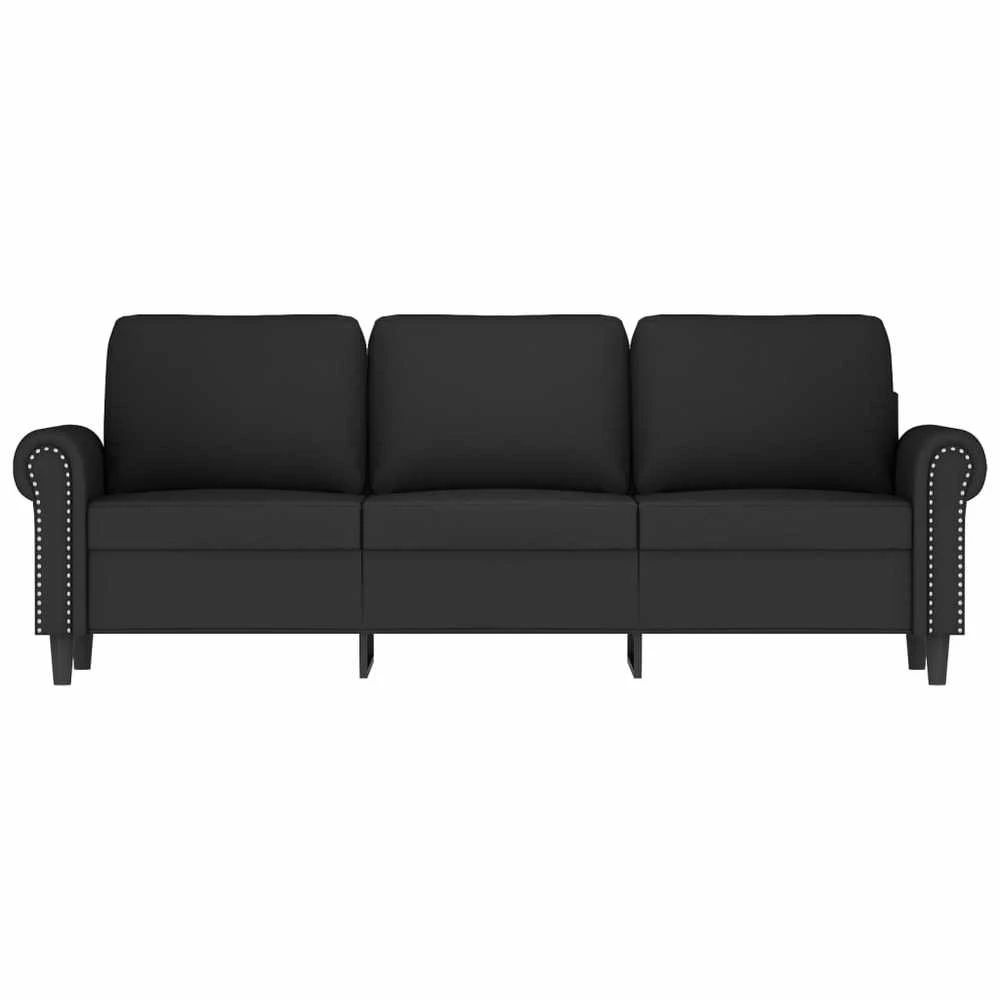 Trivietė sofa, juodos spalvos, 180cm, aksomas