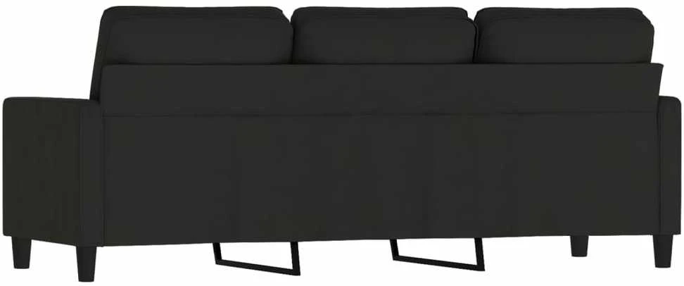 Trivietė sofa, juodos spalvos, 180cm, aksomas